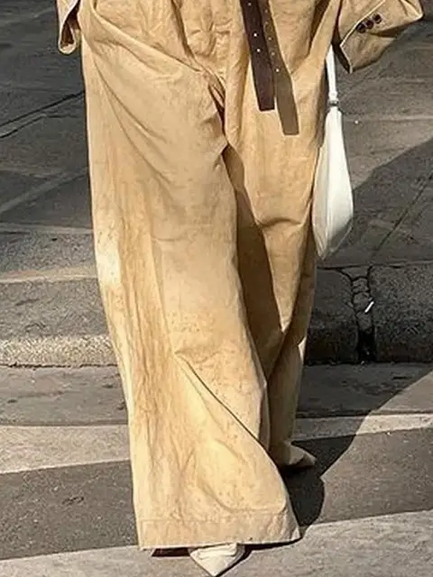 Bonboho Women 2026 Fashion Suit Collarless Long Sleeve Outerwear Top and Wide Leg Jumpsuit Spring Summer Casual Streetwear Suit 5 Bonboho Women Fashion Suit Collarless Long Sleeve Outerwear Top and Wide Leg Jumpsuit – view 5