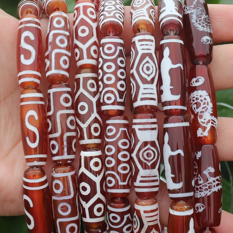 3pcs Natural Red Agate 28-30mm Many patterns Tibet Dzi Beads,Lucky Symbol,Powerful Amulet,For DIY Jewelry Making !