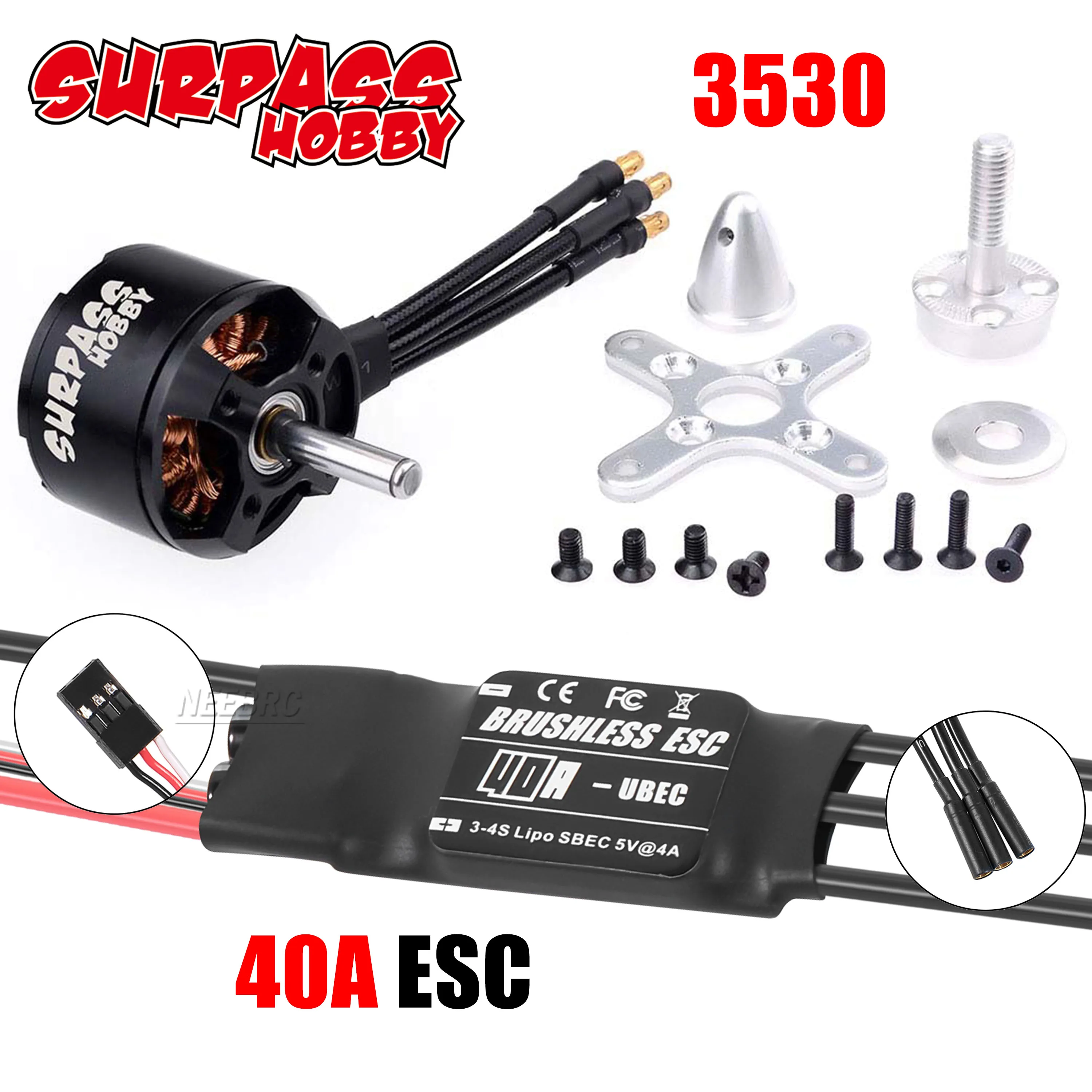 

SURPASS HOBBY C3530 3530 Brushless Motor 40A ESC Combo 1100KV 1400KV 1700KV Outrunner for RC FPV Fixed Wing Plane Drone Toy Part