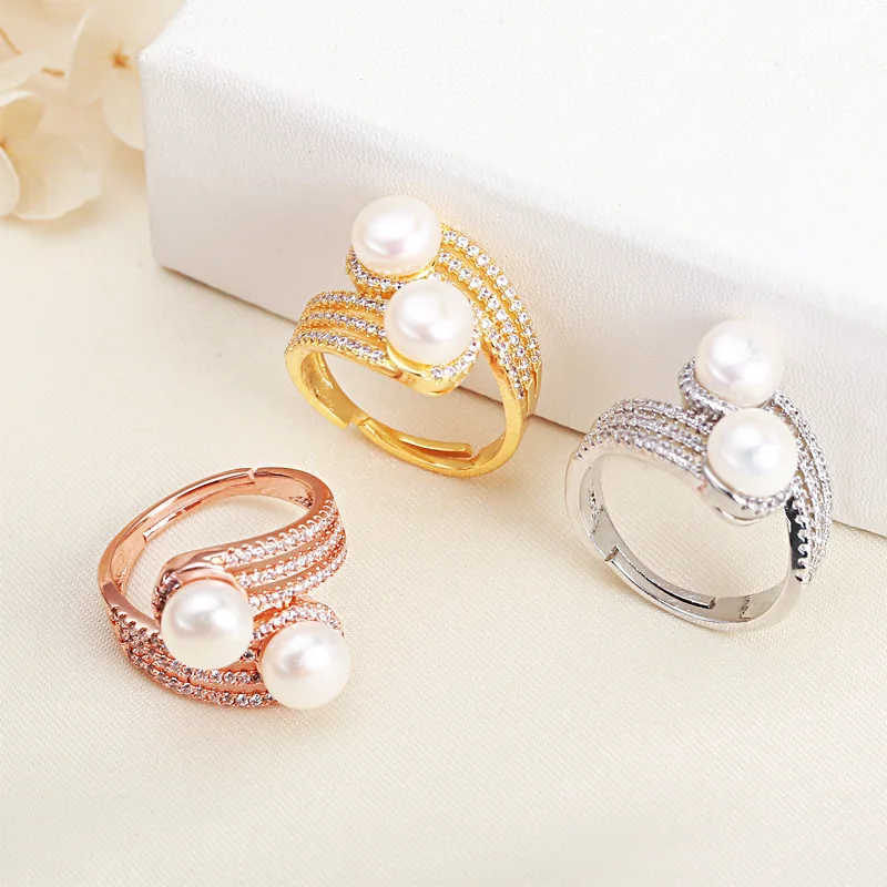 

Design ins style ring light luxury pearl pen ring women's freshwater pearl jewelry ring wholesale