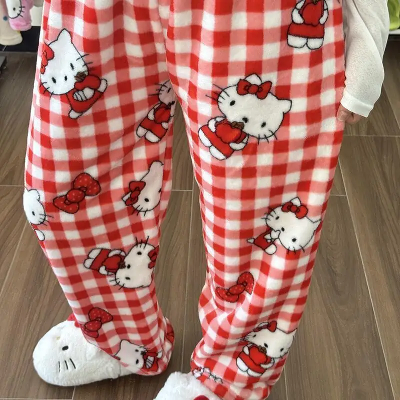 Sanrio gril Hello kitty Pants cotton kawaii Student Wide leg Cartoon casual Sleeping trousers leisure wear Home wear new style
