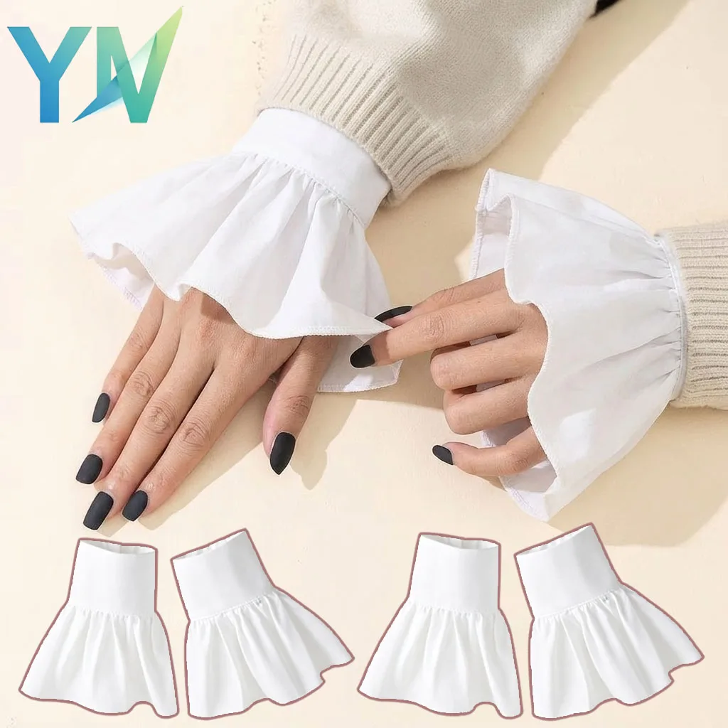 1-10Pairs Cuffs Ruffled Floral Detachable Sleeve Covers for Vintage Blouse Dress Sweater Wedding Party Romantic Feminine