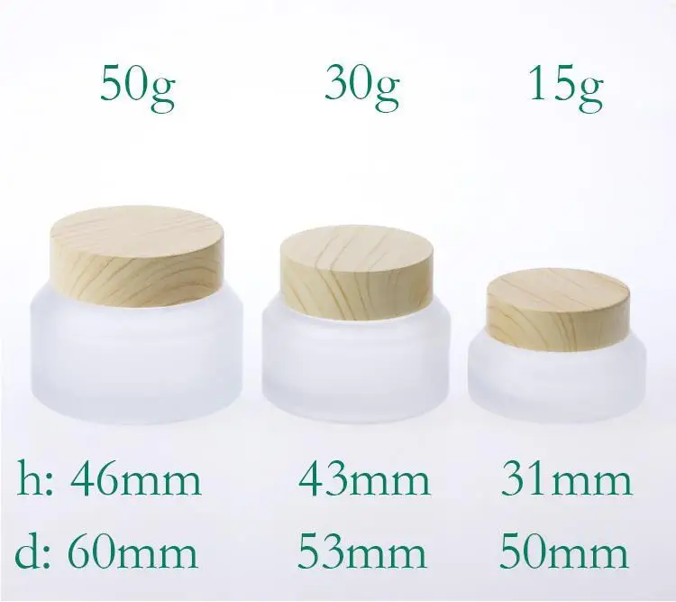 15g 30g 50g Jars for Creams Cosmetic Can Set Wood Grain Frosted Glass Portable Cream Box Glass Container Wholesale