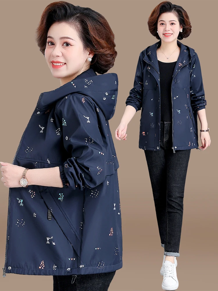 

Модное женское пальто больших размеров для весны и осени, в корейском стиле, на молнии, повседневное, свободного кроя, для женщин среднего возраста