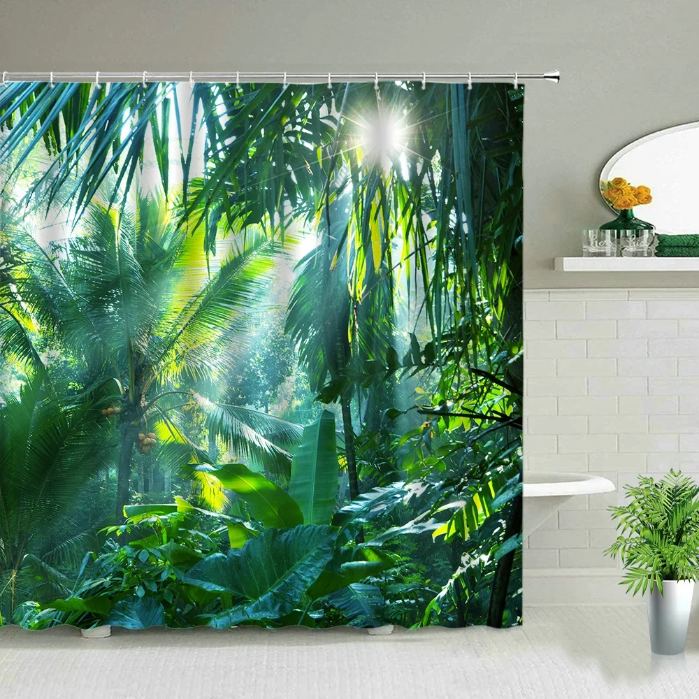 Plant Series Shower Curtain Bathroom Waterproof Polyester Fabric Cloth Curtain Dandelion Flower Print Bathtub Decor With Hooks