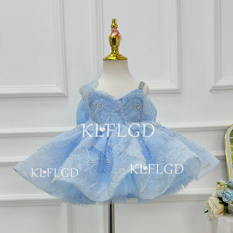 KLFLGD Blumenmädchen Hochzeitskleid Kleines Mädchen Einjähriges Kleid Prinzessinnenkleid Mädchen Luxuriöses Klavier-Auftrittskleid