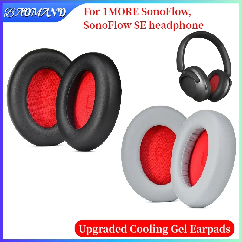 

Leather Sleeve Cooling Gel Replacement Earpad for 1MORE SonoFlow,SonoFlow SE Headphone BAOMAND