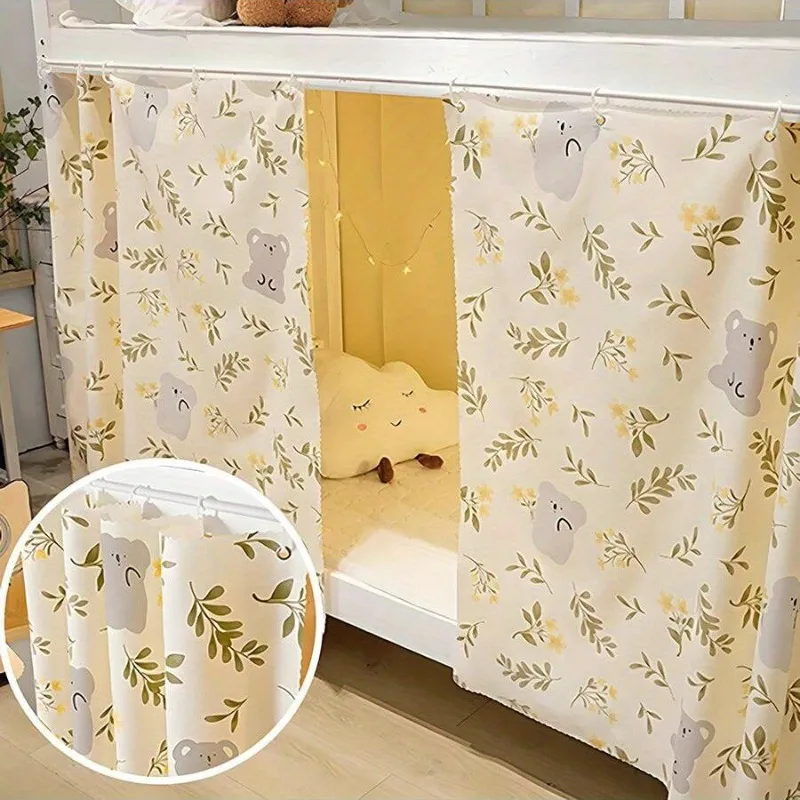 Single Panel Full Blackout Privacy Bed Curtain, Light Blocking Hanging Curtain Fit Student Dorm Upper and Lower Bunk Beds, Bedro