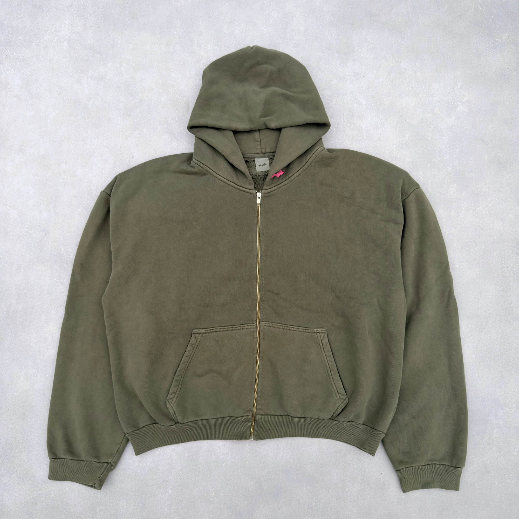 

Nice Washed Olive Green SKYLRK Justin Bieber Pink Embroidery Logo Cardigan Hoodie Men Women High Quality 2026fw Hooded Pullover