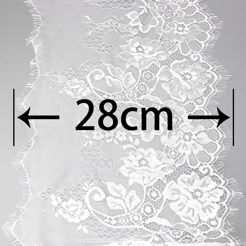 (3meters) 280mm Soft And Comfortable High Quality Handmade DIY Ribbon Black White Eyelash Lace Trimming Fabric Lace Ribbon