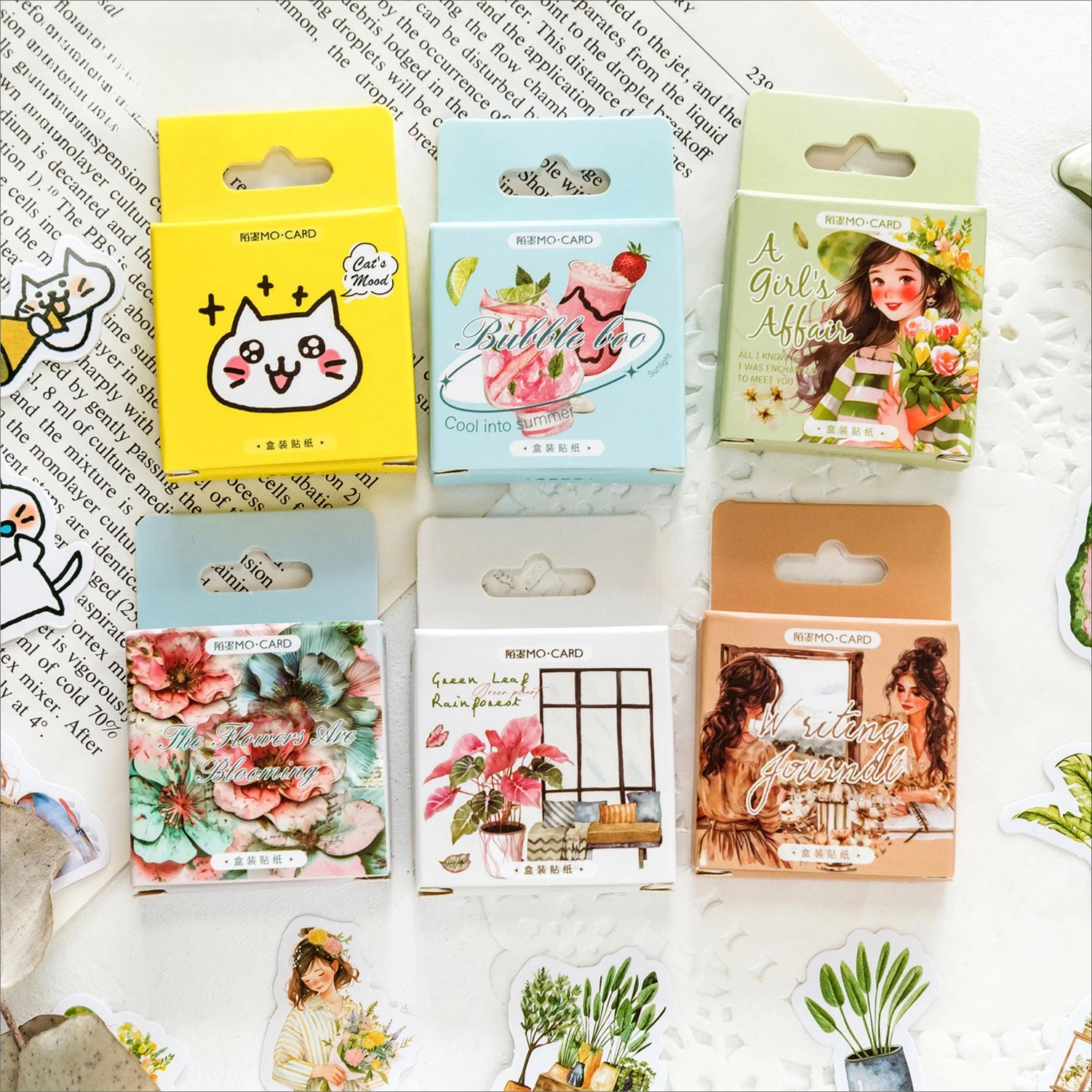 45 Pcs/Pack Fresh Vintage Floral Plant Stickers, Boxed Decorative Stickers for Journal DIY Crafts
