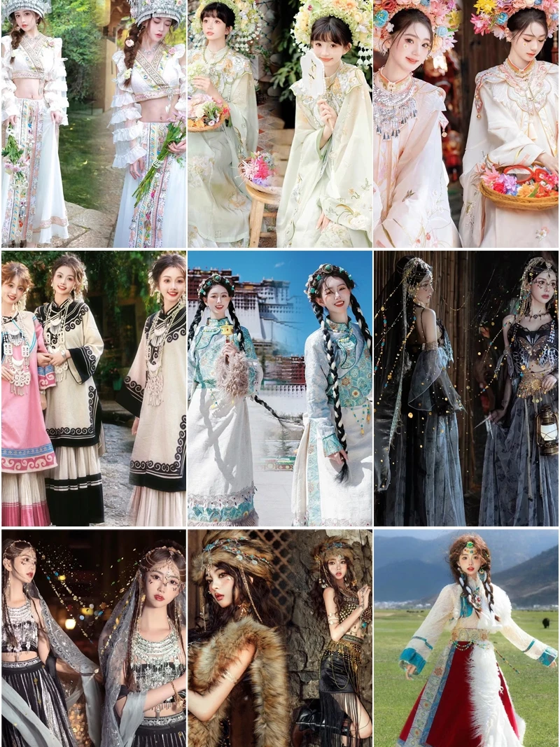 

Yunnan Dali Lijiang Ethnic Style Travel Photography Clothing Western Princess Photo Shoot Costume Tibetan Ethnicity Tradition...