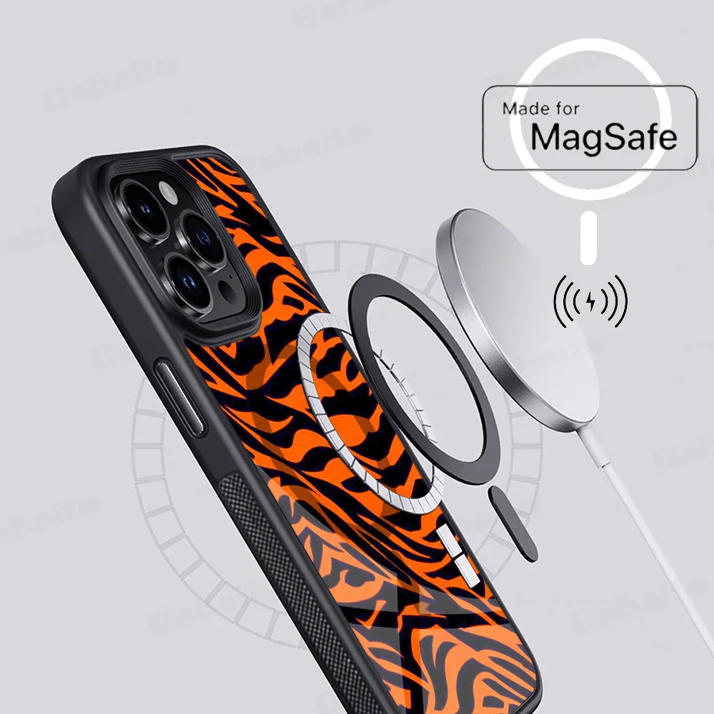 Cartoon Zebra Pattern Phone Case Magnetic Case For IPhone 16 14 13 12 11 15 Pro Max Plus For Magsafe Wireless Charge Cover