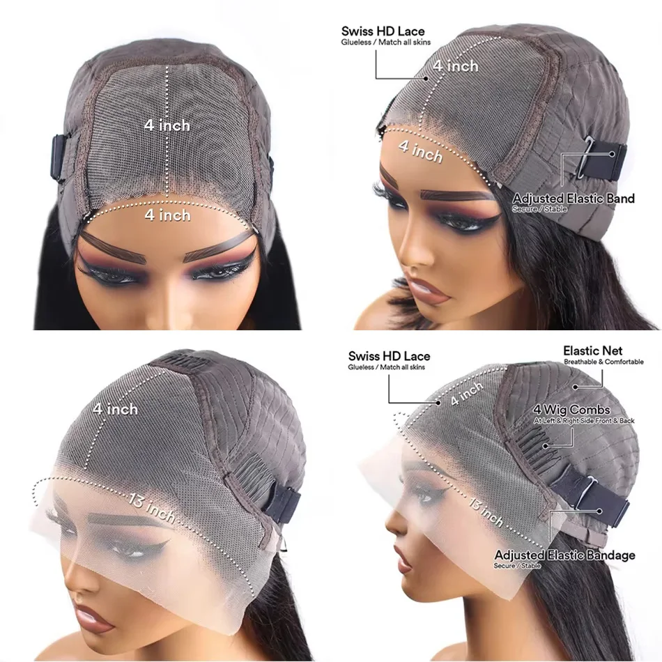 Коричневый 200% Плотность 13x4 HD Парик из натуральных волос на кружеве, предварительно выщипанный бразильский парик с объемной волной, парик на кружеве для женщин, естественный вид