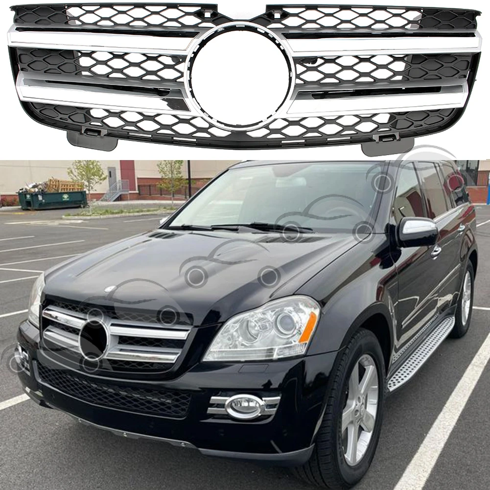 

Front Racing Facelilft Upper Grilles Cover For Mercedes-Benz X164 GL-Class 2007-2009 2 Fins