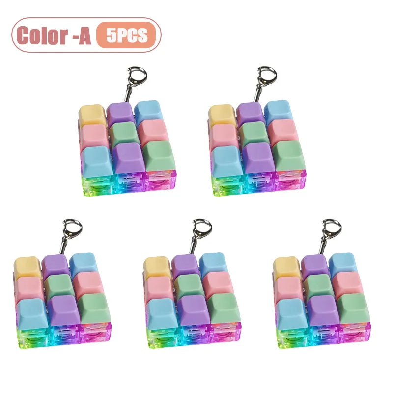 Mechanischer Tastatur-Schalter-Tester Schlüsselanhänger Fidget mit LED-Licht DIY Tastenkappen Stressabbau Clicker für Büro Schreibtisch Angstlinderung Geschenk