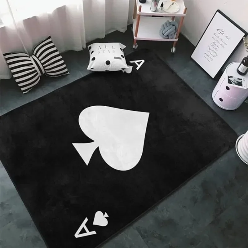 2024 New Poker Card Pattern Carpet Home Leisure Style Tea Table Rugs Bedroom Bedside Mats Decoration Anti Slip Living Room Rug
