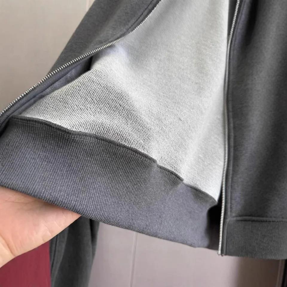 슬리밍 짧은 루즈핏 지퍼넥 디자인 여성 자켓 더블 지퍼 캐주얼 스타일 면 소재 봄 시즌 아우터