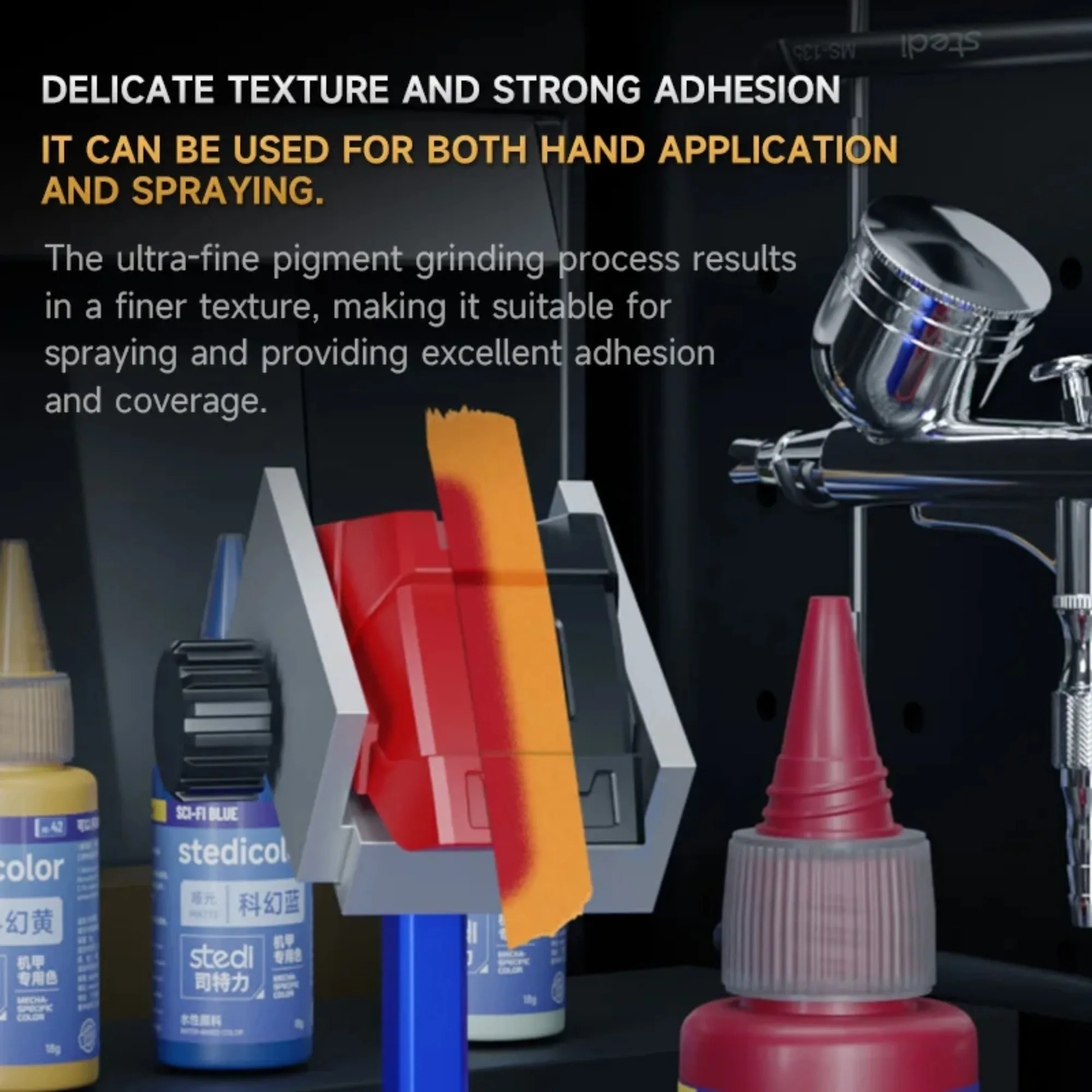 

Пигменты Stedi 18г на водной основе, специальные для меха, готовые к использованию акриловые краски, двойного назначения для кистей и аэрографов, для моделирования Gundam.