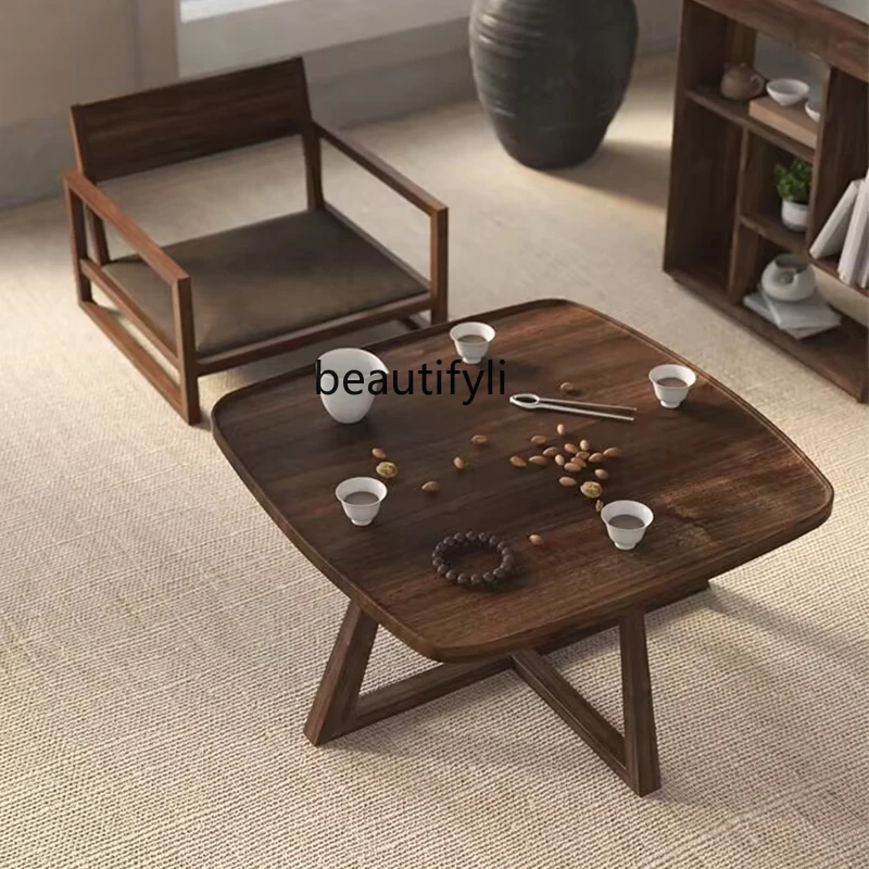 Modern Chinese Style Table-Chair Set Tatami Kung Fu Tea Table Solid Wood Tea Room Teahouse