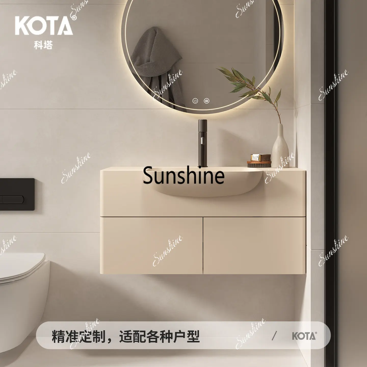 Semi-embedded wall-mounted wash basin, household small apartment bathroom, homestay bathroom, customized