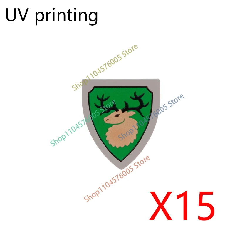 MOC Mittelalterliches Zubehör Bausteine Löwe Schwarzer Adler Dämon Drache Königreich Tempelritter Figuren Flagge Schild Spielzeug Geschenke T31