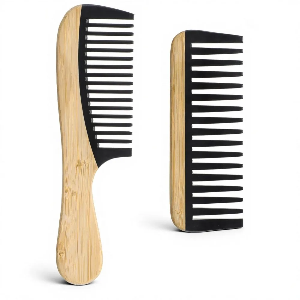 New Natural Hair Combs Bamboo Wooden Anti-Static Wide Tooth Comb Lightweight Smooth Handle Comb Hairs Care