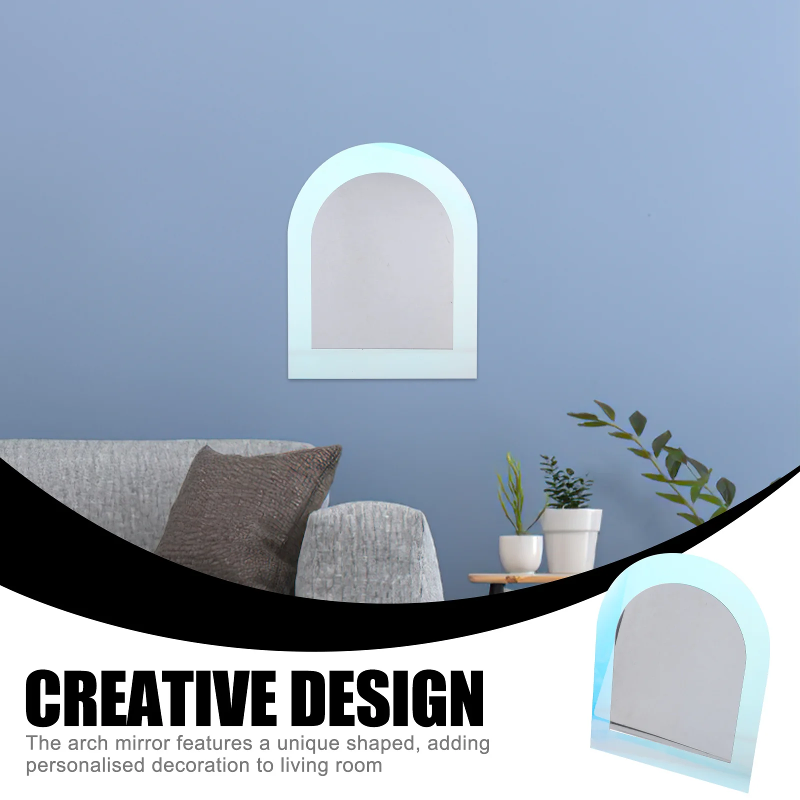 

Acrylic Arch Wall Mirror Resistant Damage Unique Shape Home Decor Bright Reflection Living Room Bedroom Bathroom