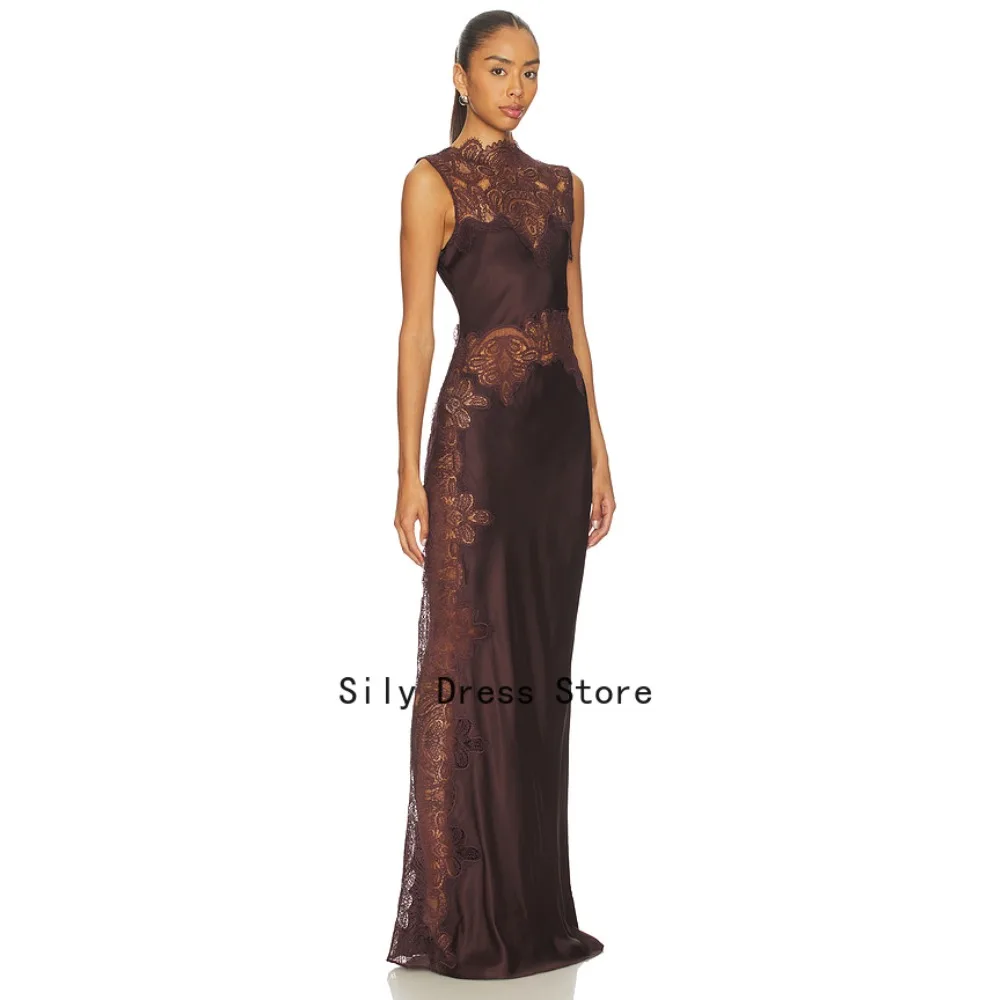 Customized Lace&Satin Evening Dresses Illusion Fashion Maxi Party Dress Long Elegant Modern Formal Prom Gown for Women 2026 image 2