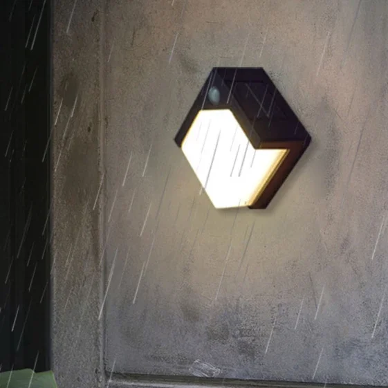 Solar Powered Outdoor Human Body Sensor Light Automatically Lights Up When Dark Outdoor Lighting Led Courtyard Wall Light