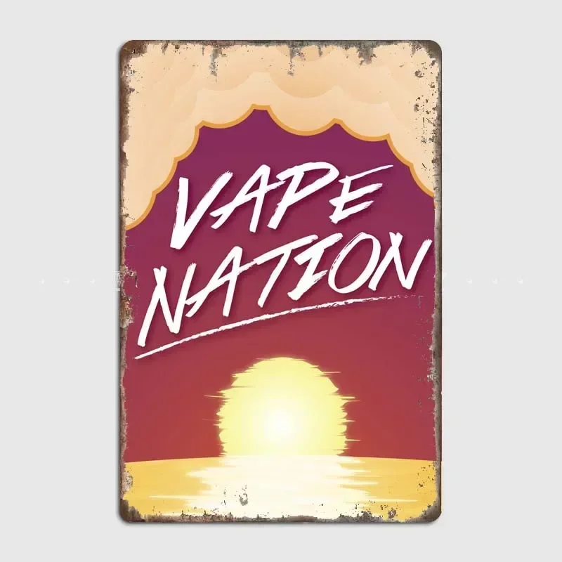 Vape Nation Retro Vape Theme Metal Plaque for Man Cave Wall Decor, Great Addition To E-cig Collection