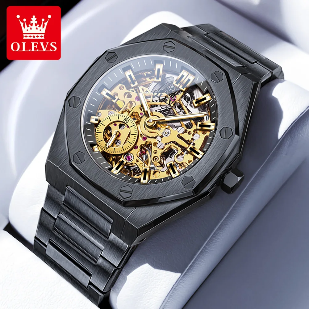 OLEVS 6669 Watch Man Luxury Original Automatic Mechanical Business Watch﻿ Waterproof Luminous Week Date Moon Watches For Man