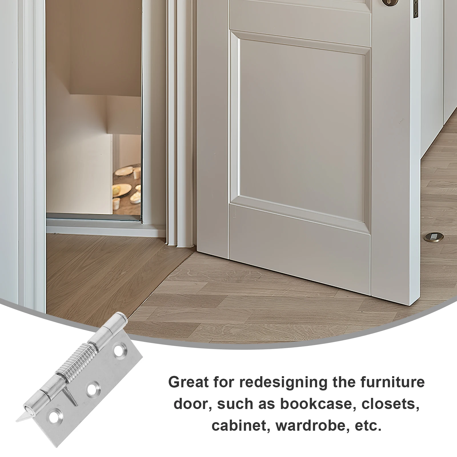 

8pcs Self-Closing Spring Door Hinge Stainless Steel Auto Close Durable Folding Rebounding Hinge For Cabinet Closet Wardrobe