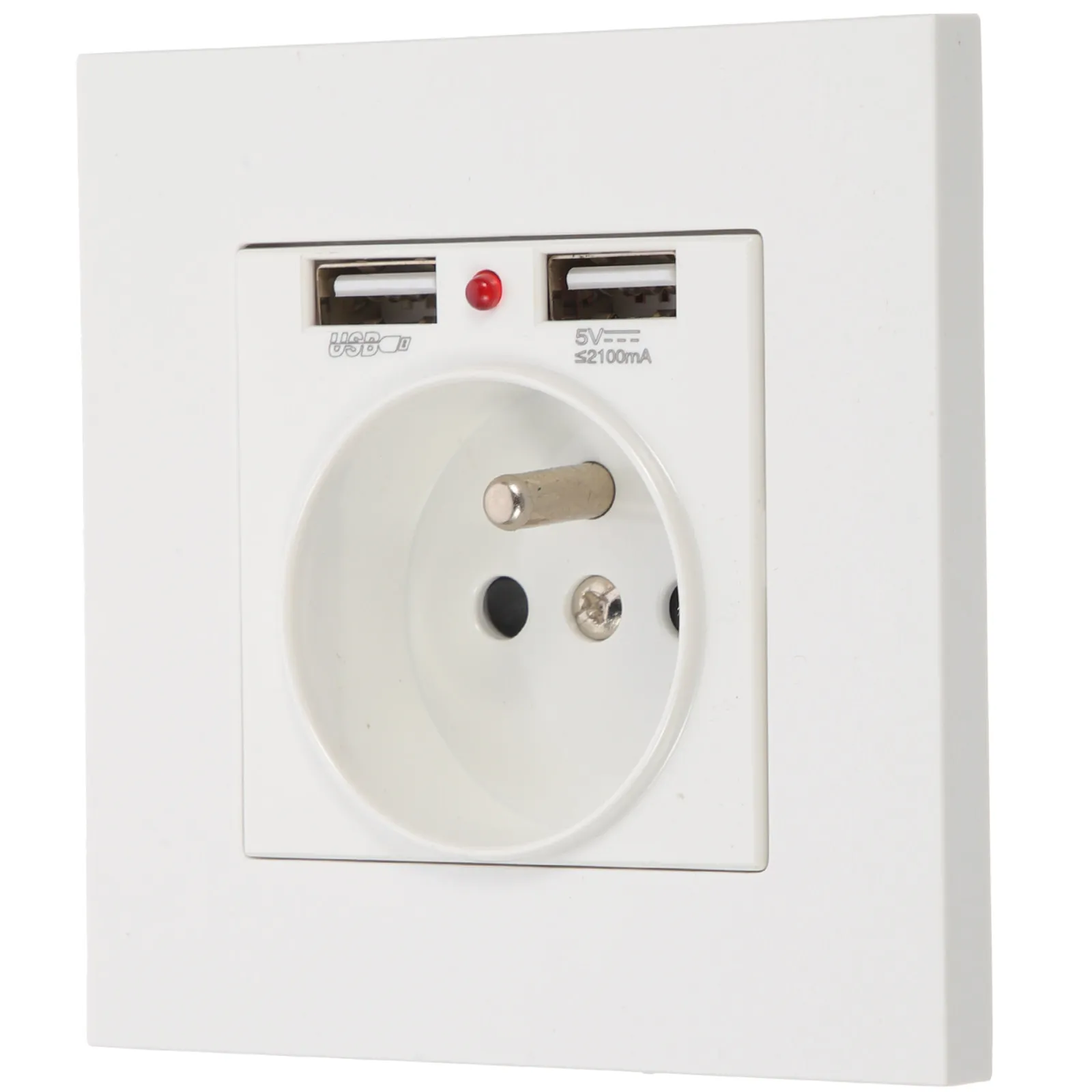 86 Type Double USB Wall Socket European Standard Panel Socket with Dual USB Ports and 2 Prong Outlet for Home Hotel Restaurant