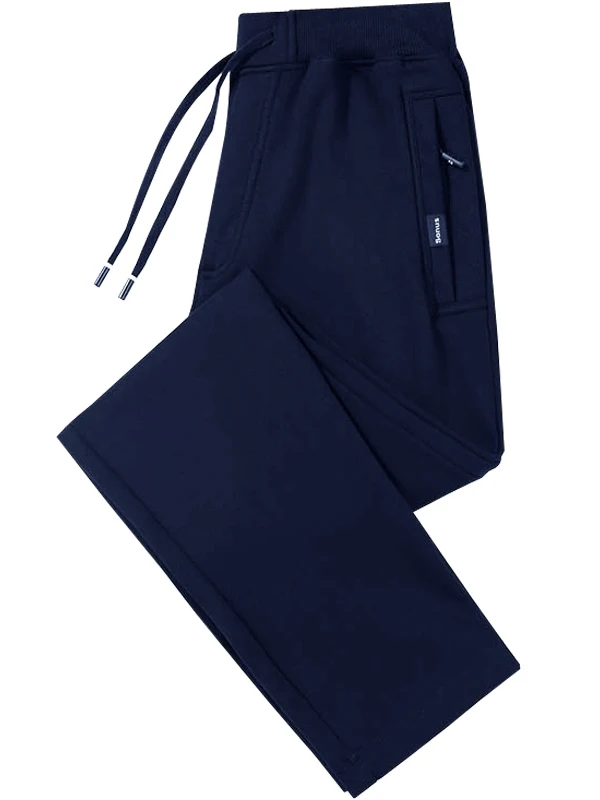 

Men's Loose Straight Leg Cotton Sweatpants High Elastici Fce Lined Knitted Thi Casual Sports Pants Autumn Winter
