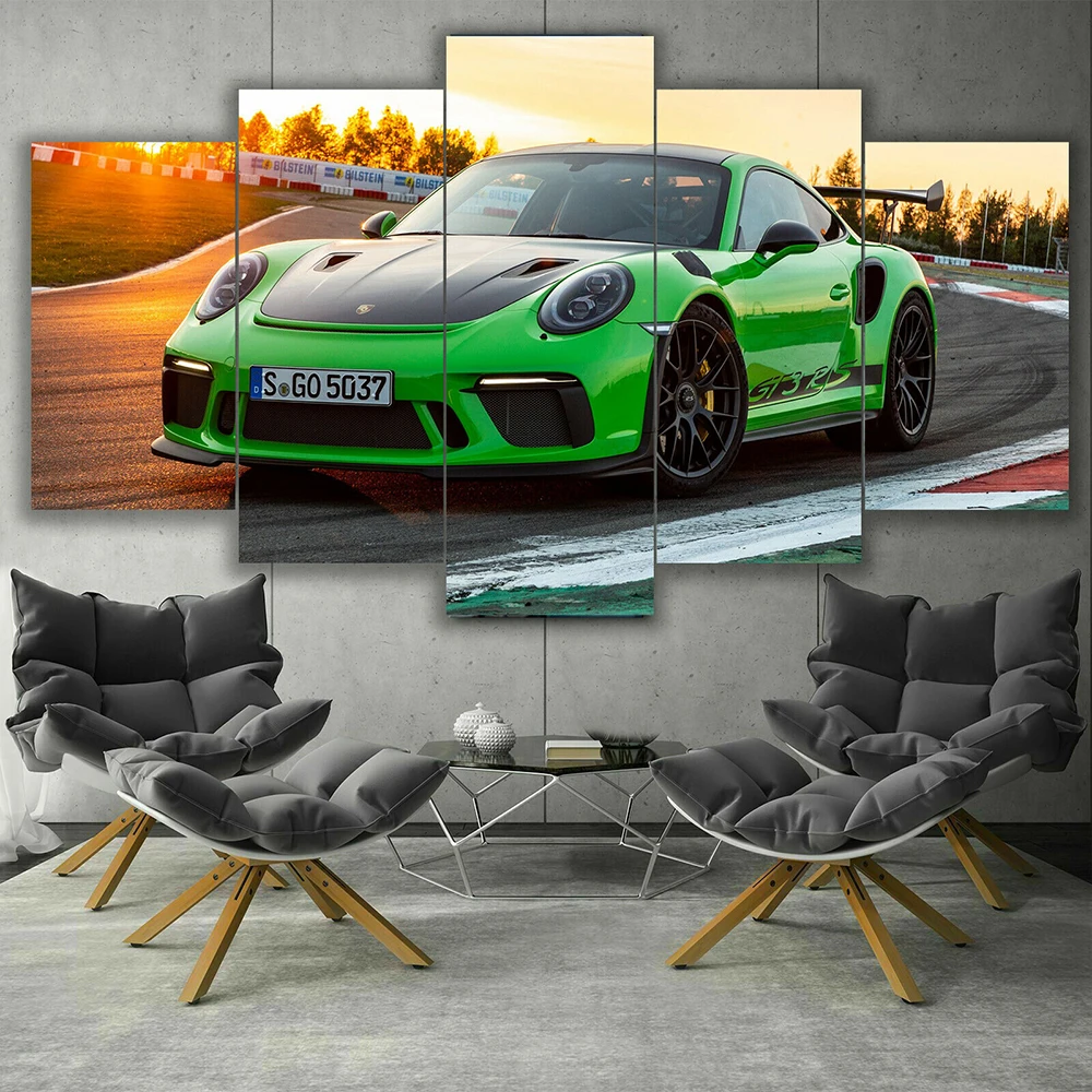

5 Pieces Canvas Wall Art Racing Sports Car Poster Print Living Room Home Decor HD Modern Bedroom Mural Picture Artwork Painting