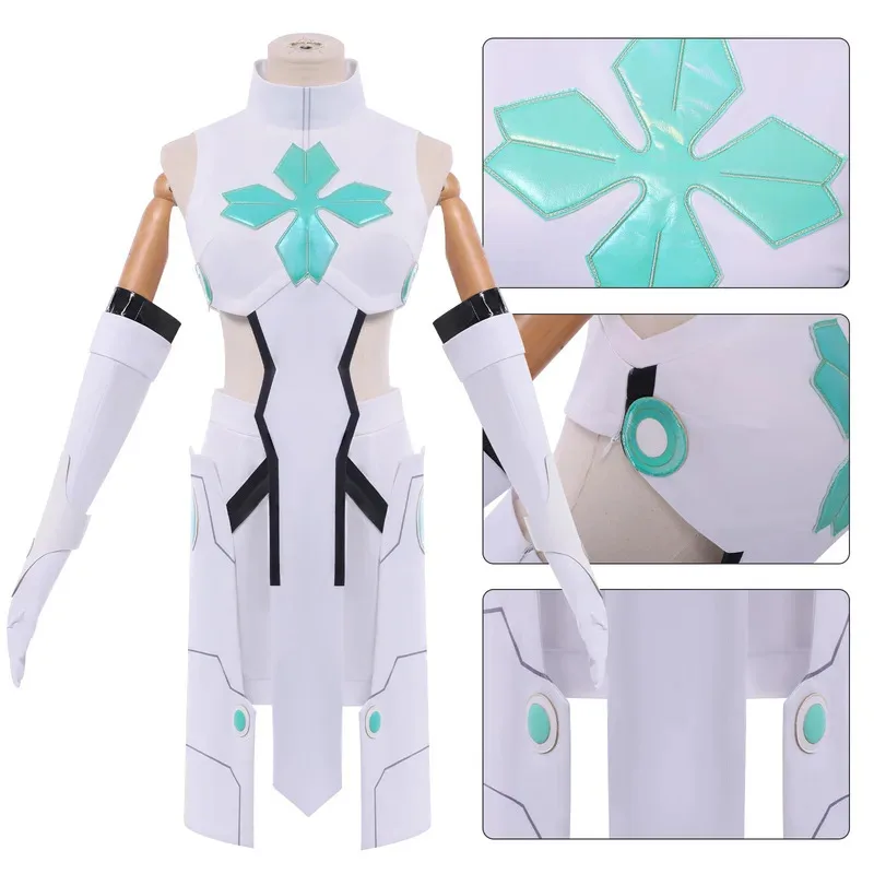 To Be Hero X Lucky Cyan Cosplay Costume Full Set - White Uniform with Wig & Gloves (S-XXL) for Women Halloween Conventions