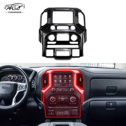 ABS Carbon Fiber Color Center Console Navigation Screen Frame Panel Air Vent Cover Trim for Chevrolet Silverado 2019-2022