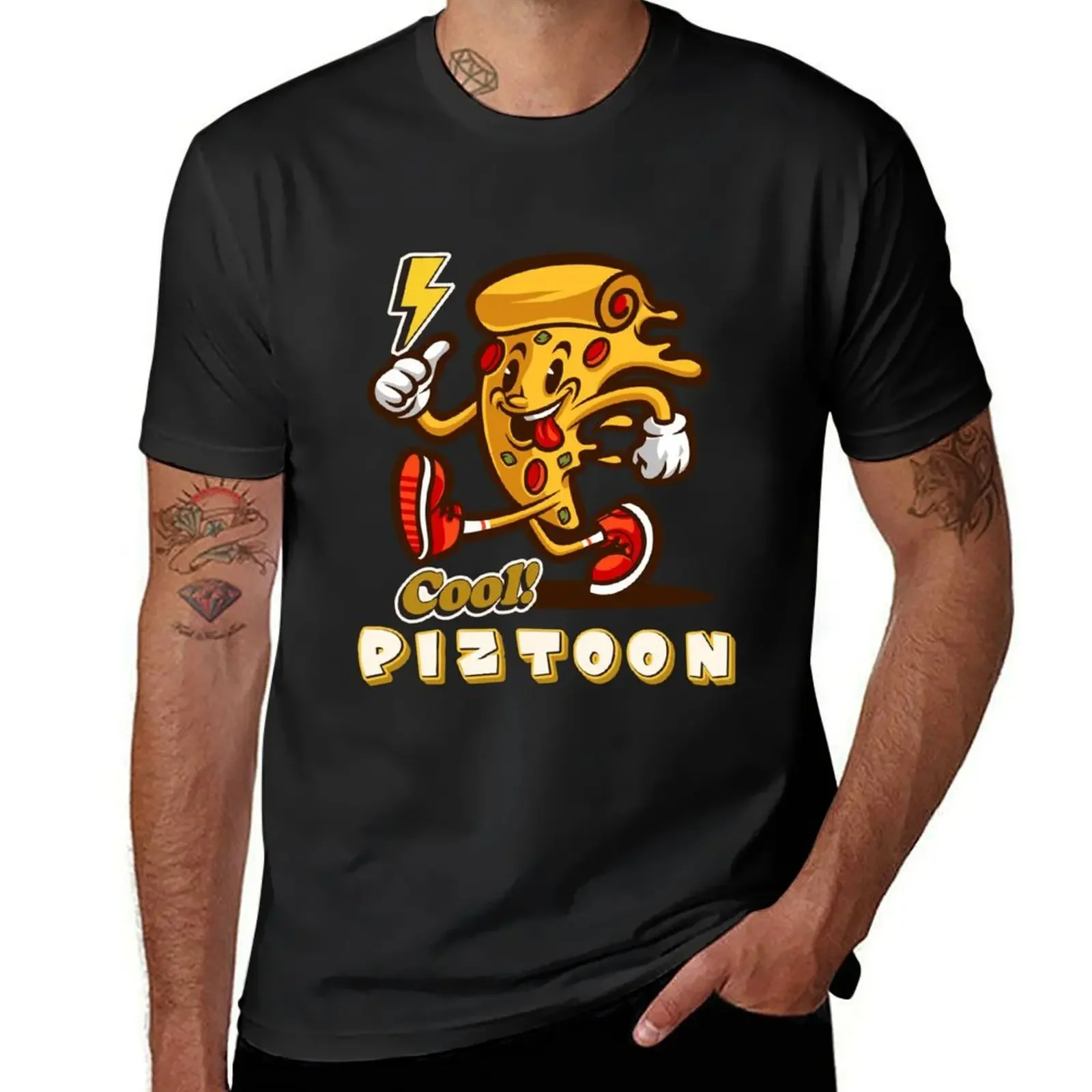 Piztoon pizza cartoon character T-Shirt aesthetic clothes quick drying t shirts for men