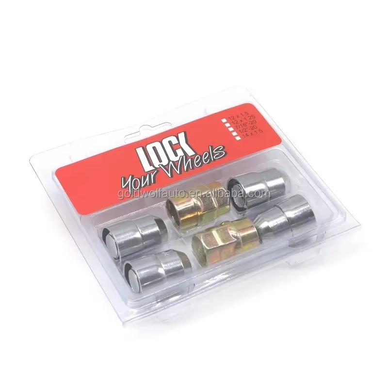 Set Package M12x1.5 Chrome Finish Steel Material 4+2 Wheel Lock Nut Can Customization Logo