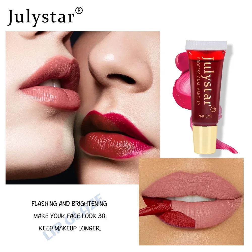 Julystar جديد 6 ألوان تقشر ملمع الشفاه ماتي مقاوم للماء موضة أحمر الشفاه السائل دائم سطع لون البشرة مستحضرات التجميل