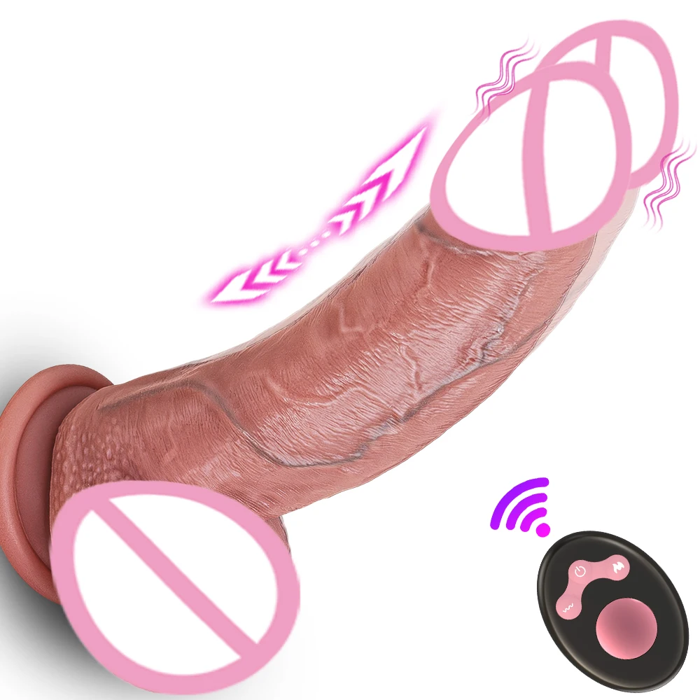 Big Telescopic Realistic Vibrating Dildo Vibrator Heating Thrusting Dildo Sex Toy G-spot Anal Stimulation Vibrating for Women 18