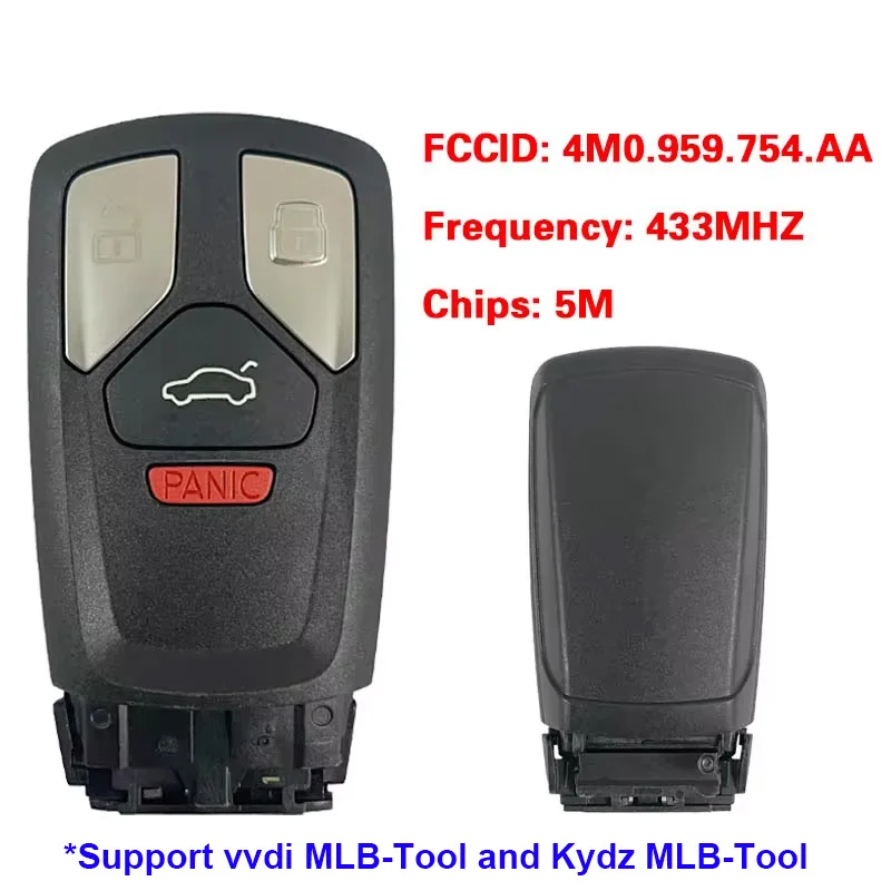 CN008053 Suitable for Audi Q7 before 2020 Original Remote Control Key 3+1buttons 433Mhz 5M chip FCC: 4M0 959 754 AA Keyless GO