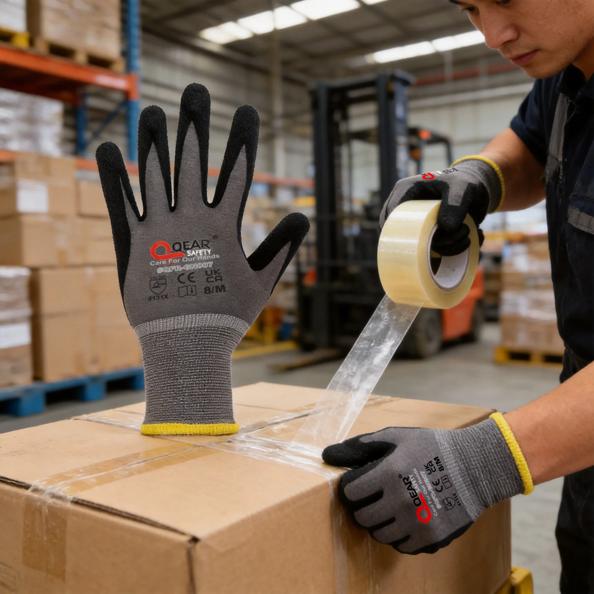 QEAR SAFETY General Purpose Micro Sandy Nitrile Rubber Palm Coated Work Gloves, Abrasion, Grip, Breathable Anti-hand-fatigue