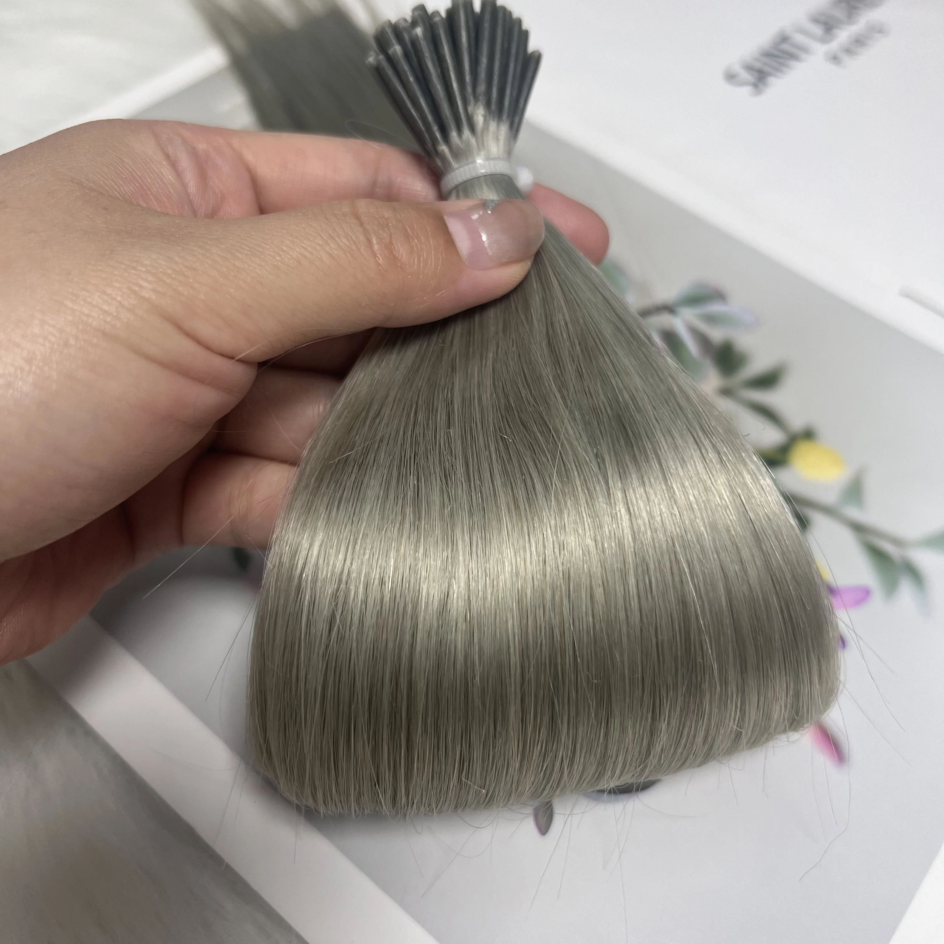 I تلميح ريمي الشعر البشري مستقيم الانصهار الطبيعي وصلات شعر 50 قطعة/المجموعة الملونة مستقيم الشعر 12-20 بوصة #5