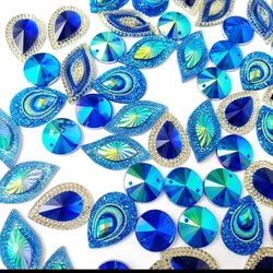 Royal Blue Mixed Shape Sew on Rhinestones Stones Strass For Diy Design Evening Carnival Party Dress Clothes Buttons Decoration