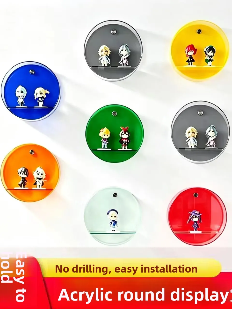 Acrylic Display Shelf Wall Mounted round Creative Toy Figure Storage Rack Showcase Decorative Organizer for Living Room