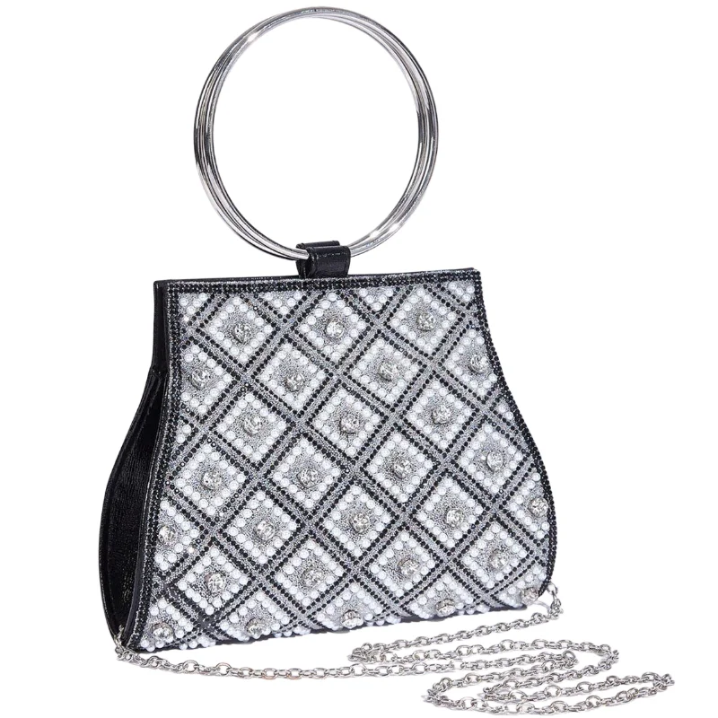 

Haute Couture Pearl & Diamond Wristlet - Fragrant Mini Dinner Bag with Luxury Pearl Embellishments Premium Texture Clutch Purse