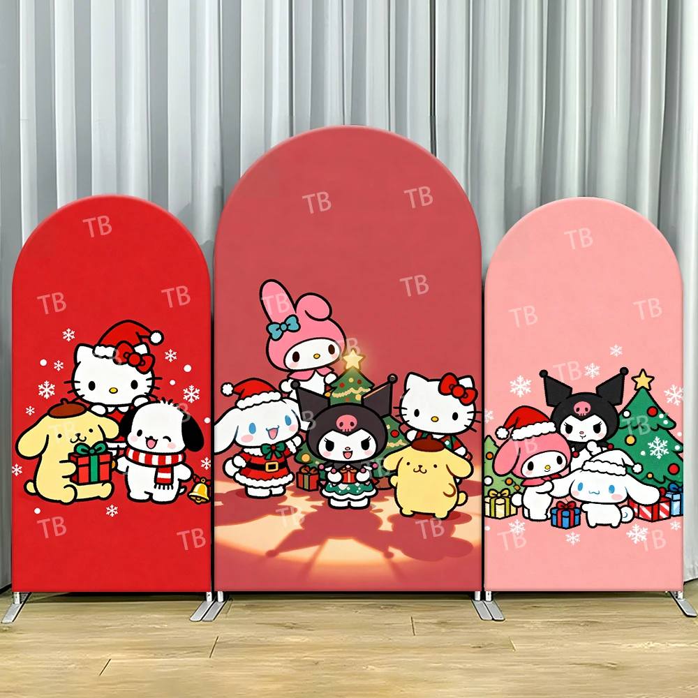 

Sanrio Characters Arch Backdrop Cover Christmas Decor Festive Cartoon Style Birthday & Baby Shower Party Photo Booth Decor Props