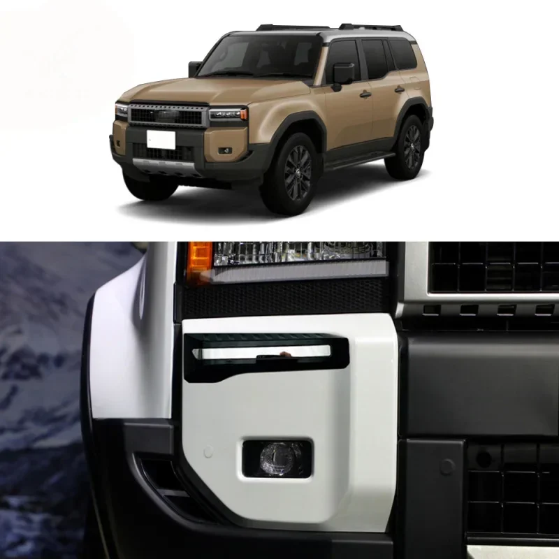 For Toyota Land Cruiser 250 Prado LC250 2024 ABS Front Bumper cover Fog Light  Blade Light Eyebrow Wind Knife Cover Sticker trim